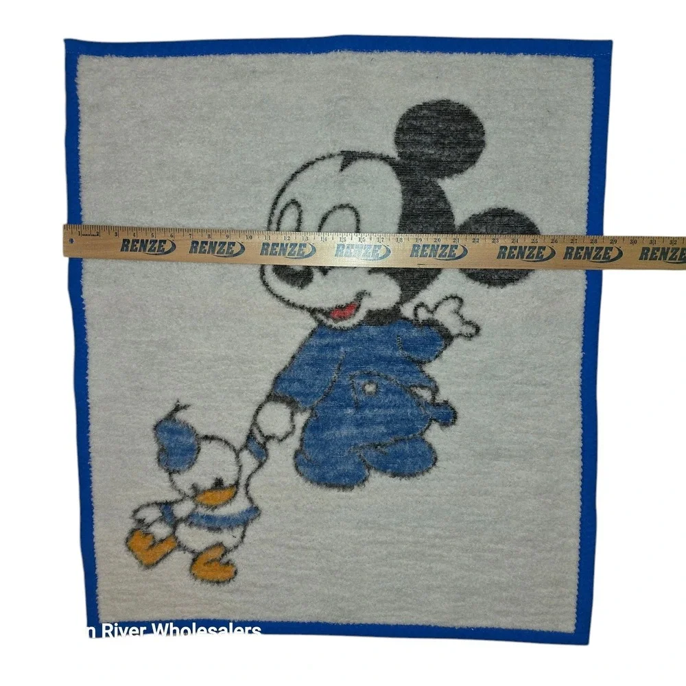 Vintage 80's Biederlack Baby Blanket Mickey Mouse Donald Duck USA Made Kid Throw
